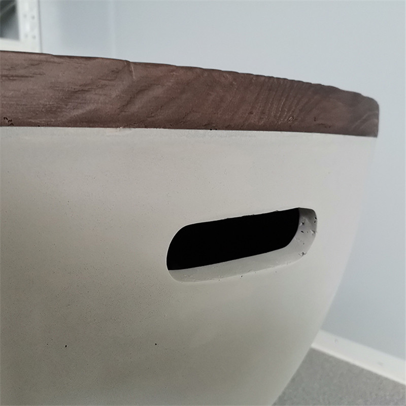 Pilkos medienos ovalus šildomas kangų stalas (5)
