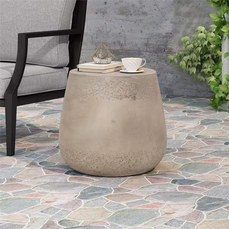 Ulkona kannettava pieni pyöreä betonisivupöytä (1)