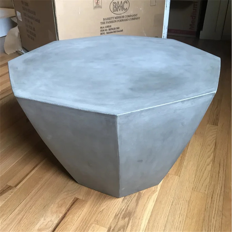 Ko'pburchak dizayni beton stol yon stol kofe stoli (6)