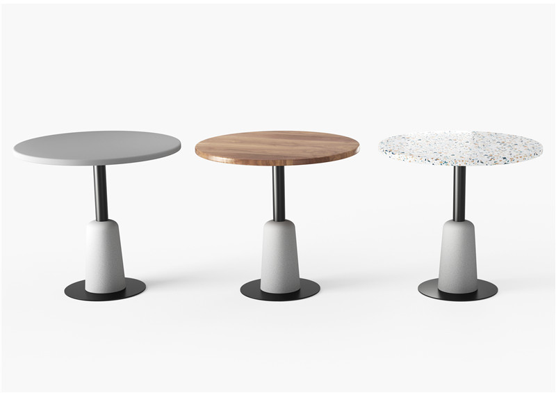 콘크리트 바닥 야외 라운드 콘크리트 커피 테이블 (8)
