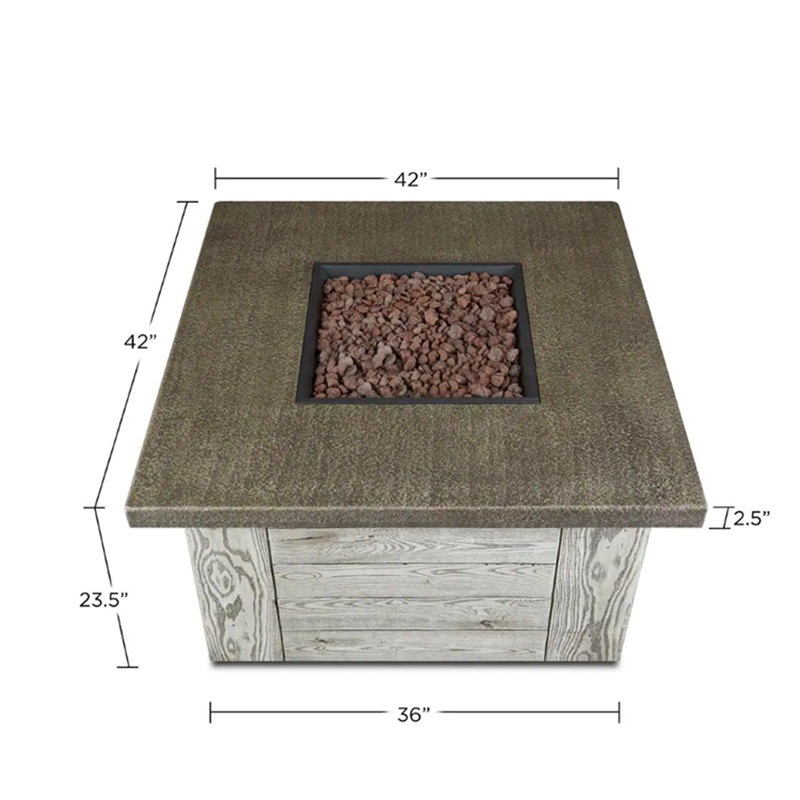 Table de foyer extérieur à gaz carrée en grain de bois (6)