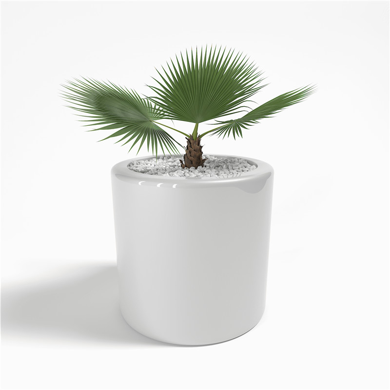 Barrel-shaped white flower pot (2)