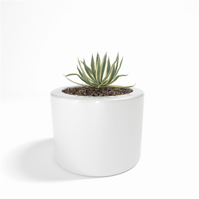 Barrel-shaped white flower pot (3)