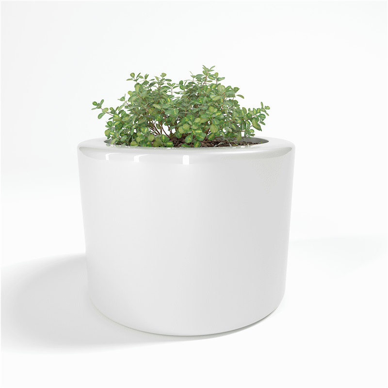 Barrel-shaped white flower pot (4)