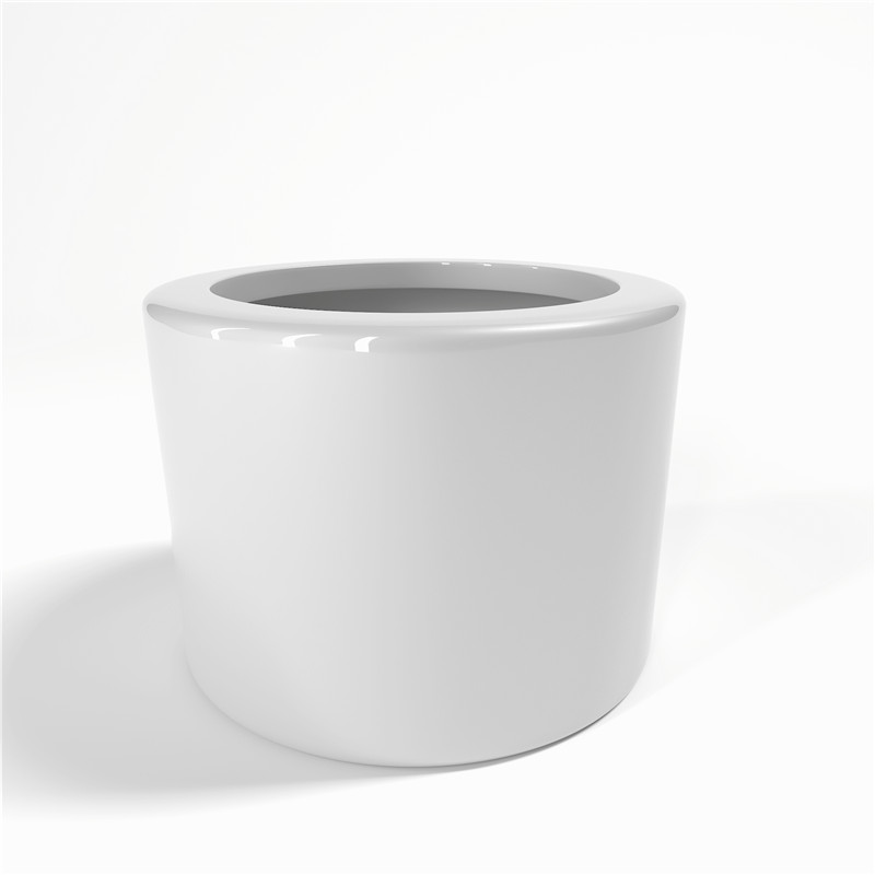 Barrel-shaped white flower pot (5)