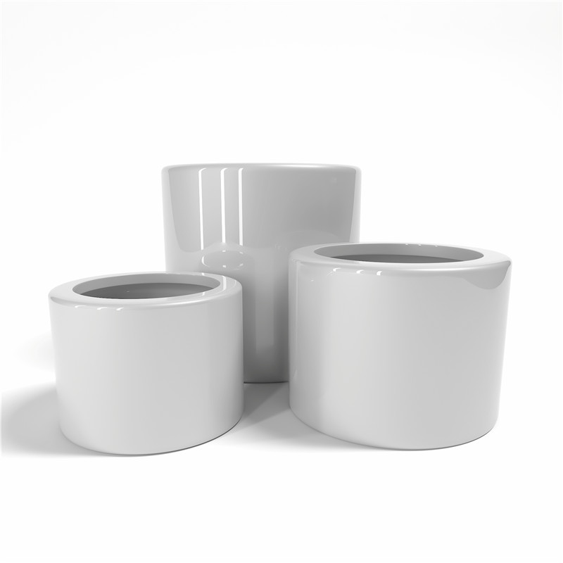 Barrel-shaped white flower pot (6)