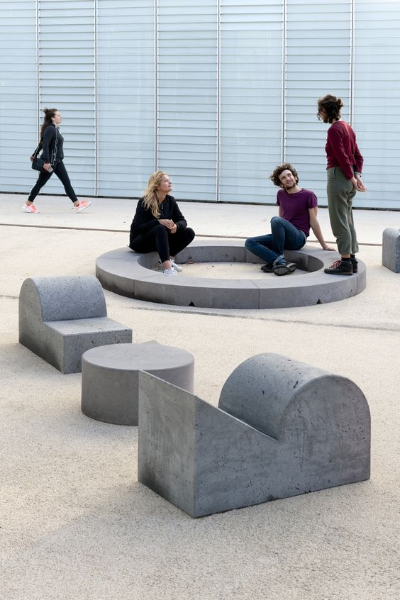 Concrete shaped stool