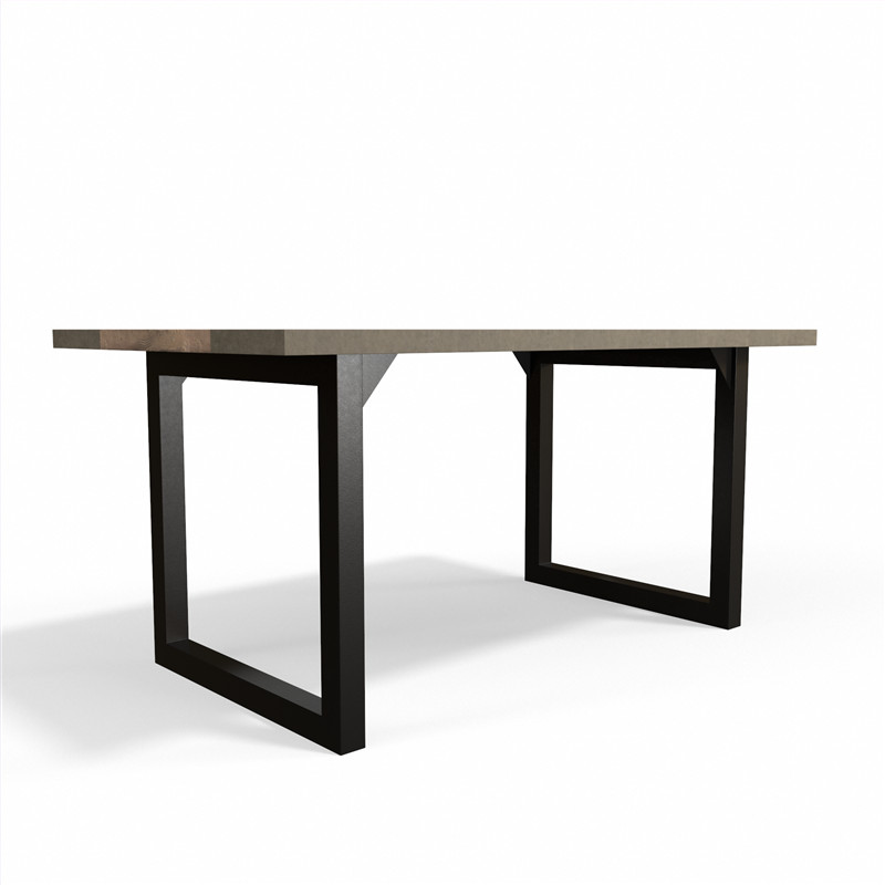 Handcrafted from concrete, wood and steel in natural grey concrete, it contrasts with the central wood inlay and the natural wood edges in hickory. The top is framed in welded steel, sandb ( (3)