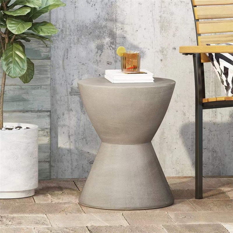 Hourglass shape minimalist style concrete side table (1)