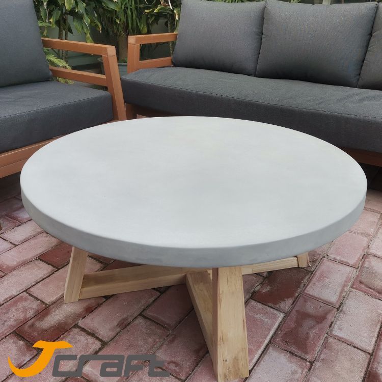 Wooden base Round concrete tab7