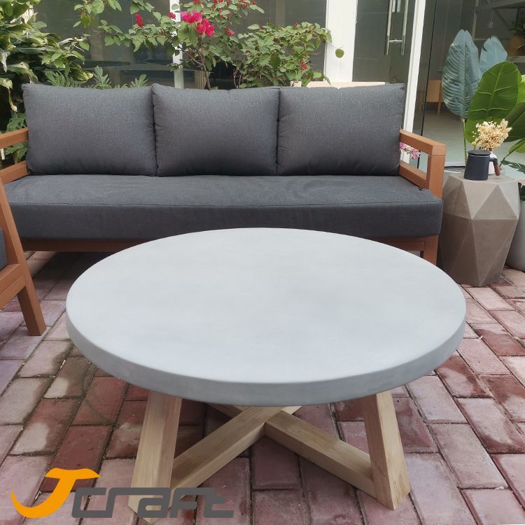 Wooden base Round concrete tab8