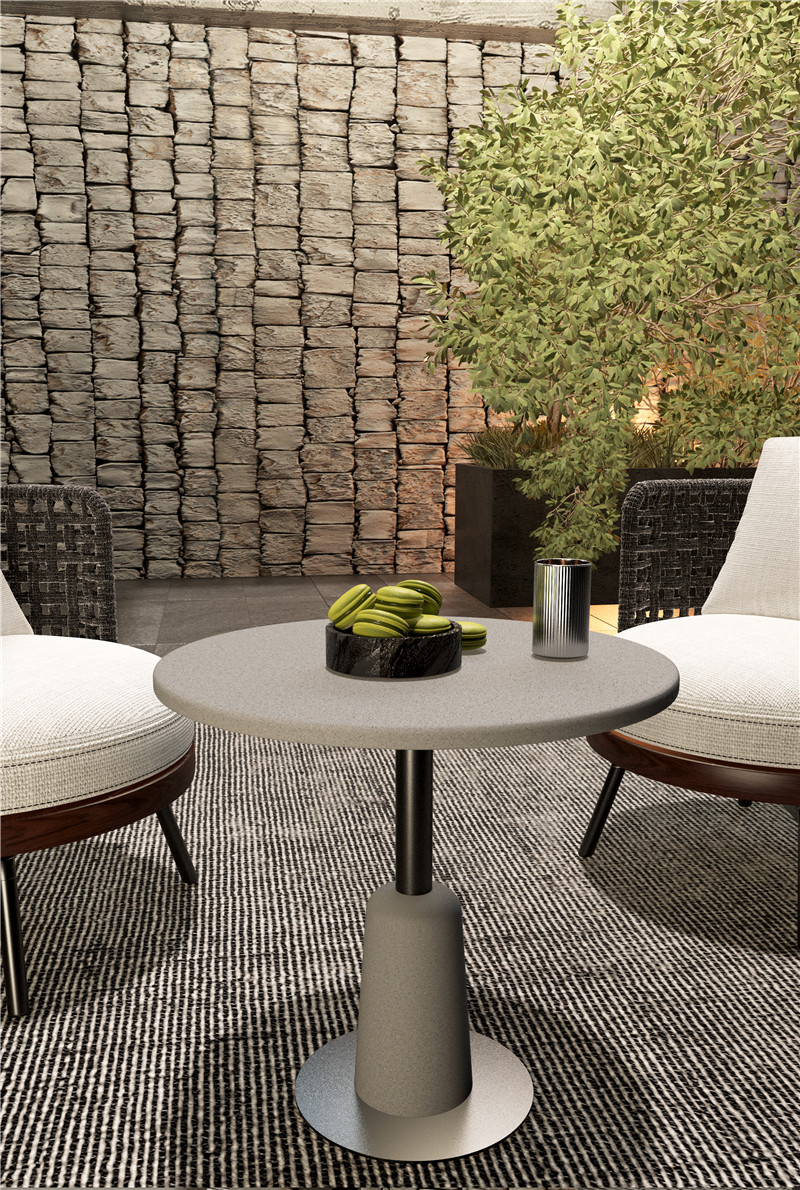 concrete base outdoor Round concrete coffee table (1)