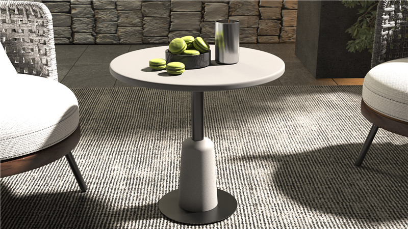 concrete base outdoor Round concrete coffee table (5)