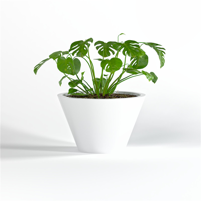 withe round fiberglass flower pot (5)